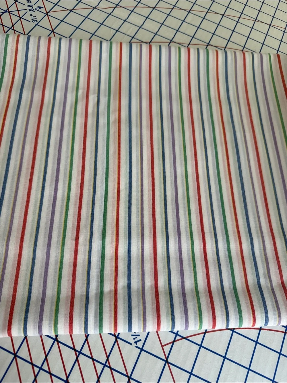 Vintage 1970s Multicolor Stripe Fabric 2 3/4 Yards x 44” Shirting Dress